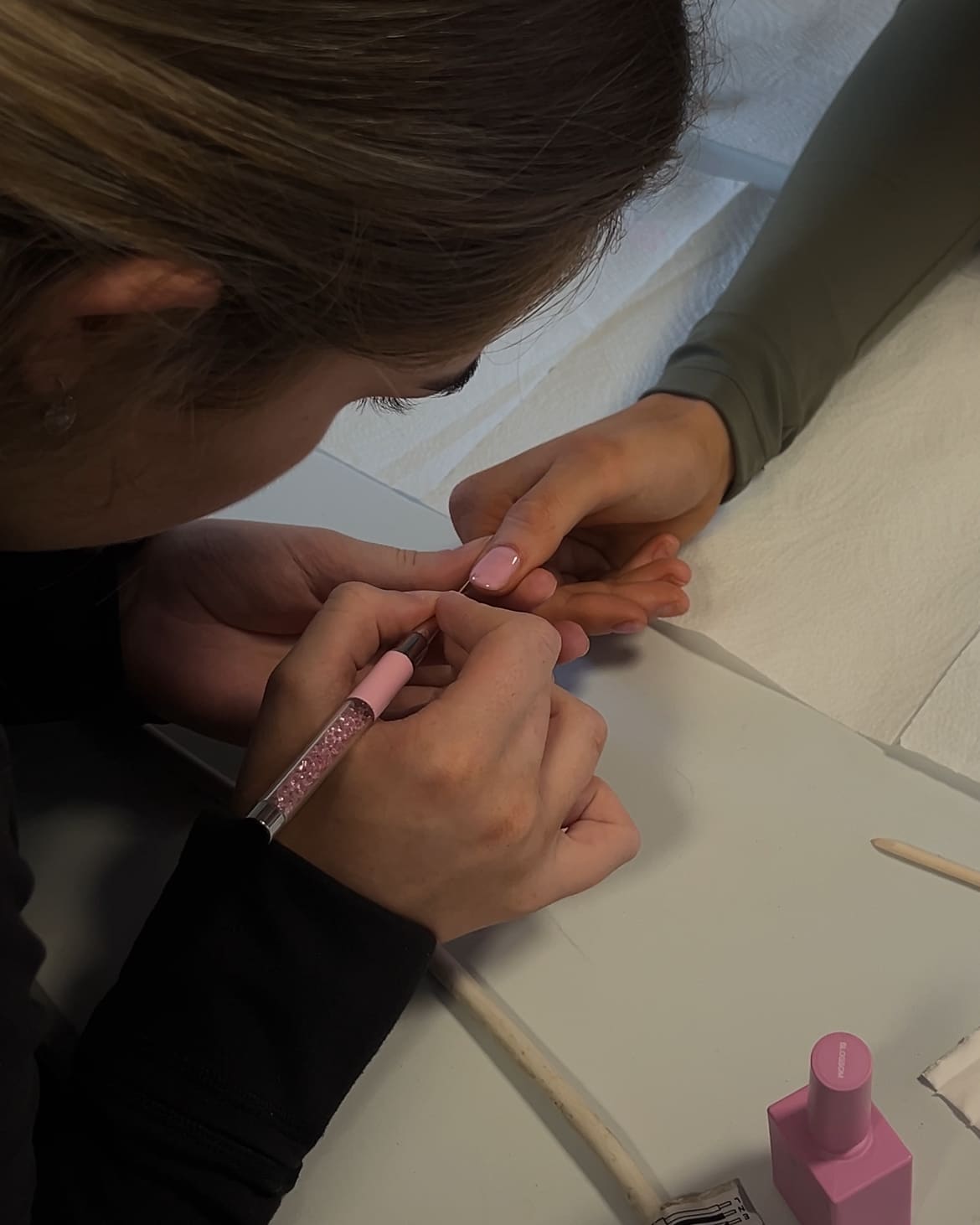 Student working on a client set